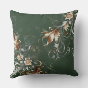 Forest Green with Gold And Silver Throw Pillow