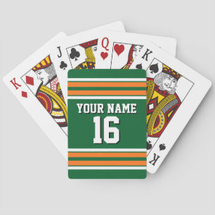 Forest Green with Orange White Stripes Team Jersey Playing Cards