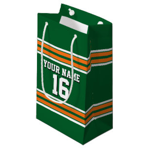 Forest Green with Orange White Stripes Team Jersey Small Gift Bag