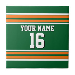 Forest Green with Orange White Stripes Team Jersey Tile