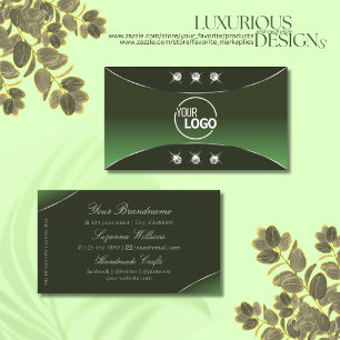 Forest Green with Silver Decor Diamonds and Logo Business Card