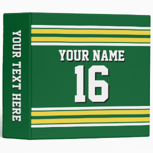 Forest Green with Yellow White Stripes Team Jersey Binder