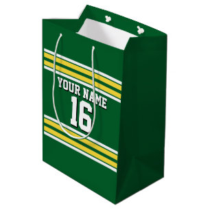 Forest Green with Yellow White Stripes Team Jersey Medium Gift Bag