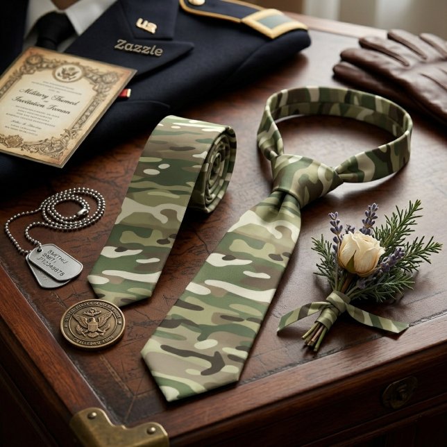 Forest Green Woodland Camouflage Pattern Tie (Creator Uploaded)