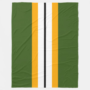 Forest Green Yellow Black White Racing Stripes Fleece Blanket