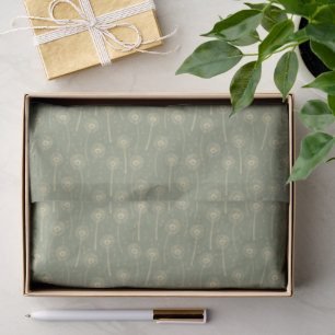 forest green yellow bohemian dandelions pattern tissue paper