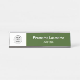Forest Green Your Logo Modern Desk Nom Plaque