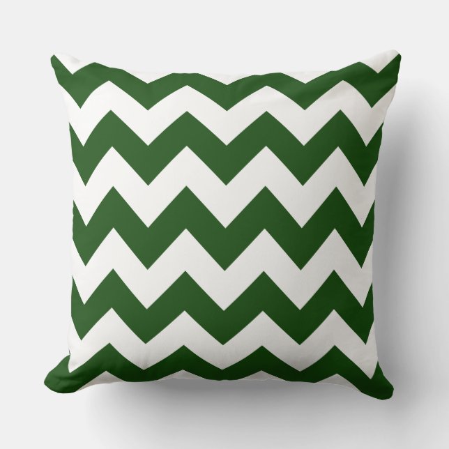 Forest Green Zig Zag Striped Pillow (Front)