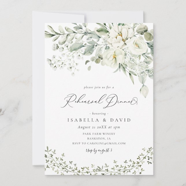 Forest Greenery Foliage Rustic Rehearsal Dinner Invitation (Front)