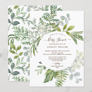 Forest Greenery Neutral Baby Shower Invitation