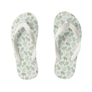 Forest Greenery Pattern Kid's Flip Flops
