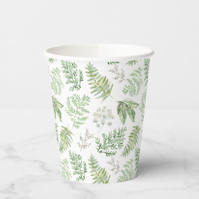 Forest Greenery Pattern Paper Cups (Left)