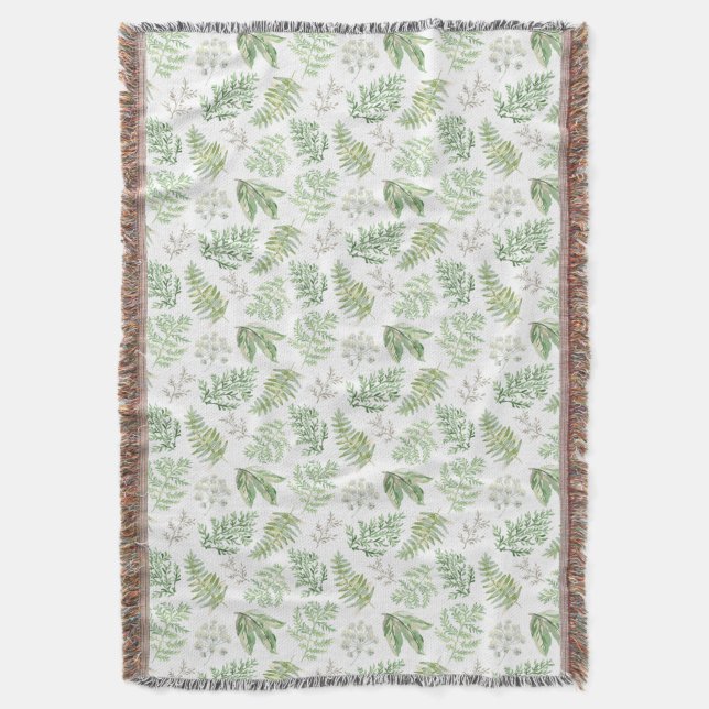 Forest Greenery Pattern Throw Blanket (Front Vertical)