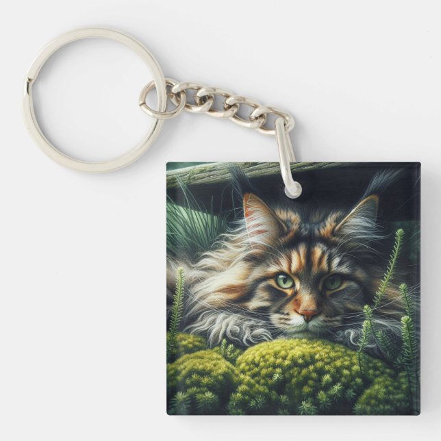 Forest Guardian Feline Keychain (Front)
