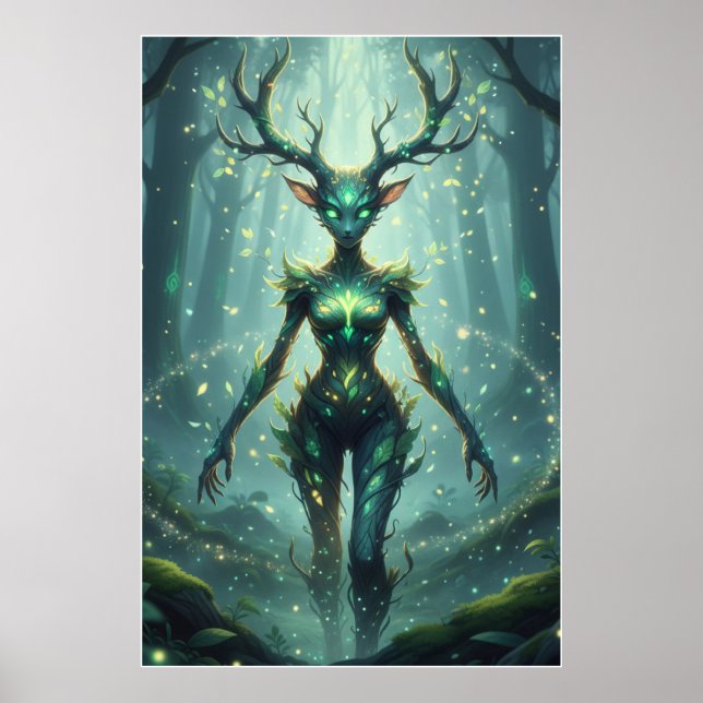 Forest Guardian Spirit Fantasy Art Poster (Front)