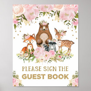 Forest Guest Book Sign Woodland Baby Shower