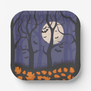 Forest Halloween Paper Plate