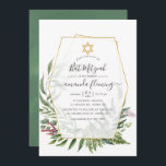 Forest Herbarium Geometric Bat Mitzvah Invitation<br><div class="desc">Woodland greenery bat mitzvah invitation featuring wild herbs,  ferns,  leaves and eucalyptus with gold geometric frame customizable to your event specifics.</div>