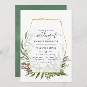 Forest Herbarium Geometric Wedding Invitation