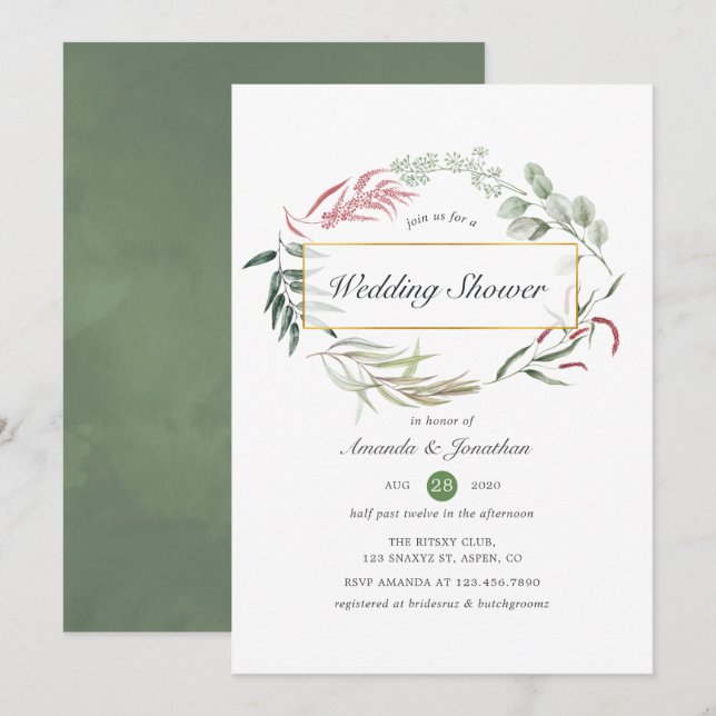 Forest Herbarium Geometric Wedding Shower Invitation (Front/Back)