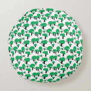 Forest Hilly landscape minimal Round Pillow
