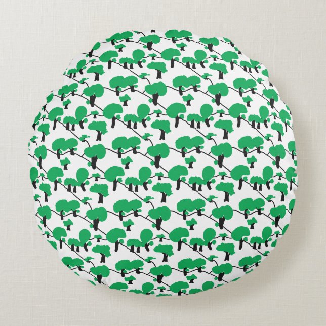 Forest Hilly landscape minimal Round Pillow (Front)