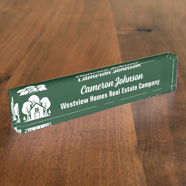 Forest Home Real Estate Company Custom Realtor Nameplate (Side)
