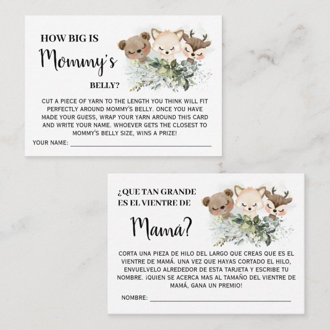 Forest How big is mommy belly game bilingual card (Front/Back)