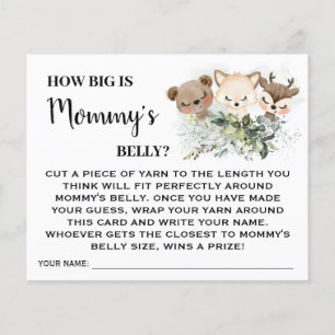 Forest How big is Moms Belly Baby Shower Game Card