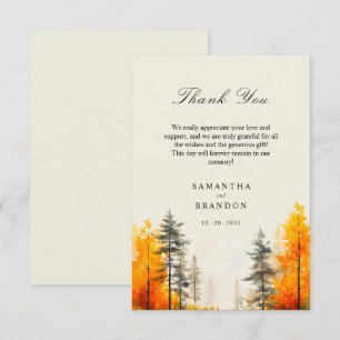 Forest in fall colours wedding thank you card