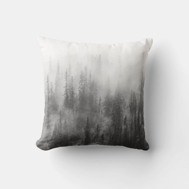 Forest in Fog Throw Pillow (Front)