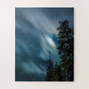 Forest in Moonlight Night Sky Jigsaw Puzzle