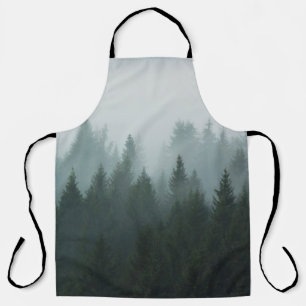 Forest in the morning mist in the mountain. Spruce Apron