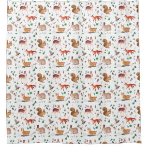 forest in watercolor pattern- bambi, fox, coney,