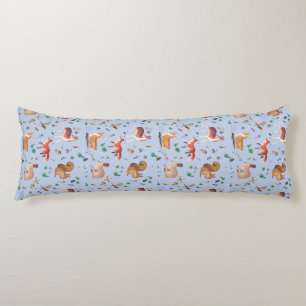 forest in watercolor pattern- bambi, fox, coney, body pillow