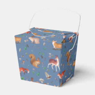 forest in watercolor pattern- bambi, fox, coney, favor box