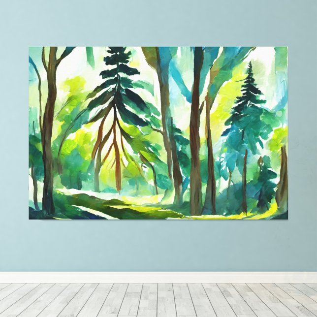Forest interpretation painting canvas print (Insitu(Wood Floor))