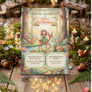 Forest Lady Fairy Whimsical 2nd Birthday Party Invitation