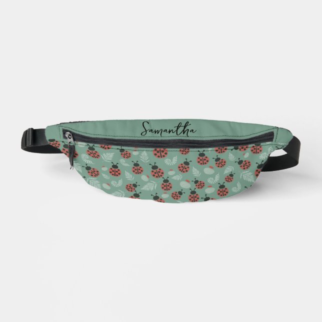 Forest Ladybugs Green Background Fanny Pack (Front)