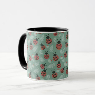 Forest Ladybugs Green Background Mug