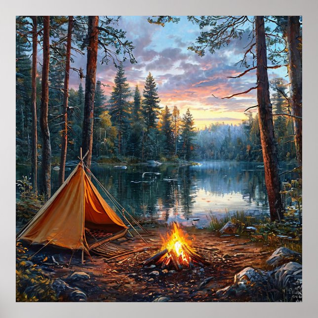 🏞️ Forest Lake Wall Art Nature Decor Gift 🌲 (Front)