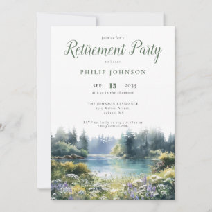 Forest Lakeside Wildflowers Retirement Party Invitation