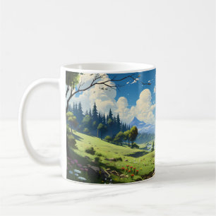Forest Landscape At Spring Season Coffee Mug