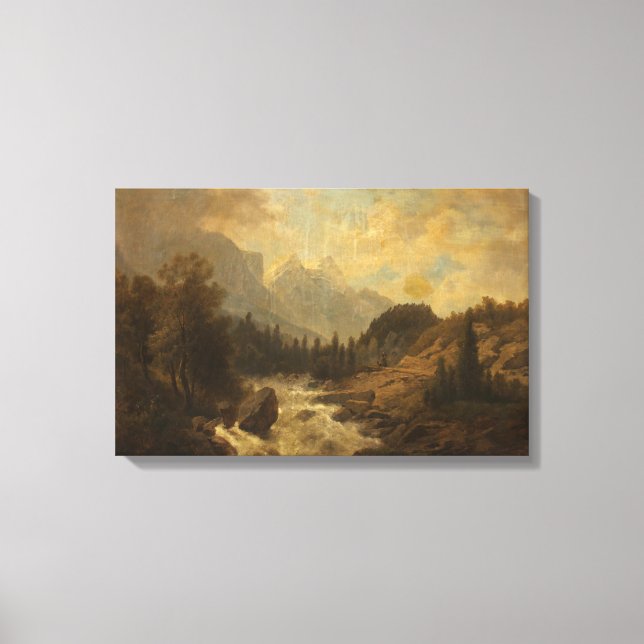 Forest Landscape Scene (by Josef Kriehuber) Canvas Print (Front)