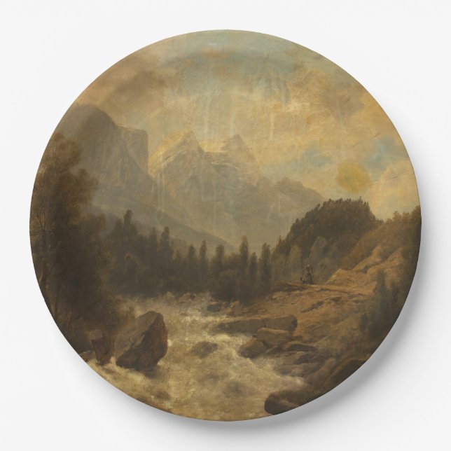 Forest Landscape Scene (by Josef Kriehuber) Paper Plate (Front)