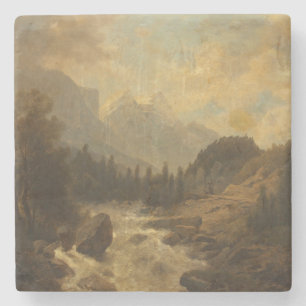 Forest Landscape Scene (by Josef Kriehuber) Stone Coaster