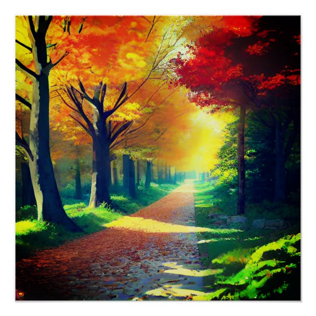 Forest Landscape with Forest Autumn Trees  Poster (Front)
