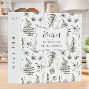 Forest Leaves Floral Botanical Recipe Cookbook Binder