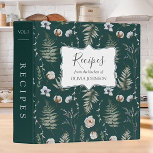 Forest Leaves Floral Botanical Recipe Cookbook Binder