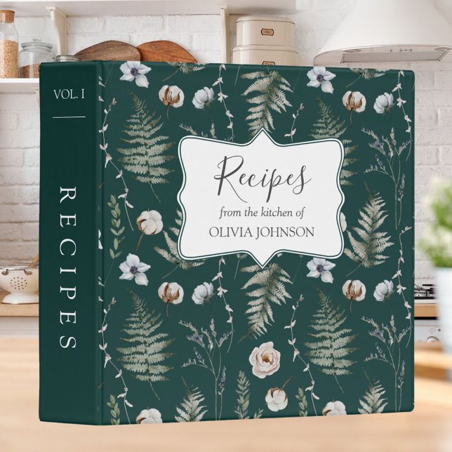 Forest Leaves Floral Botanical Recipe Cookbook Binder (In situ)